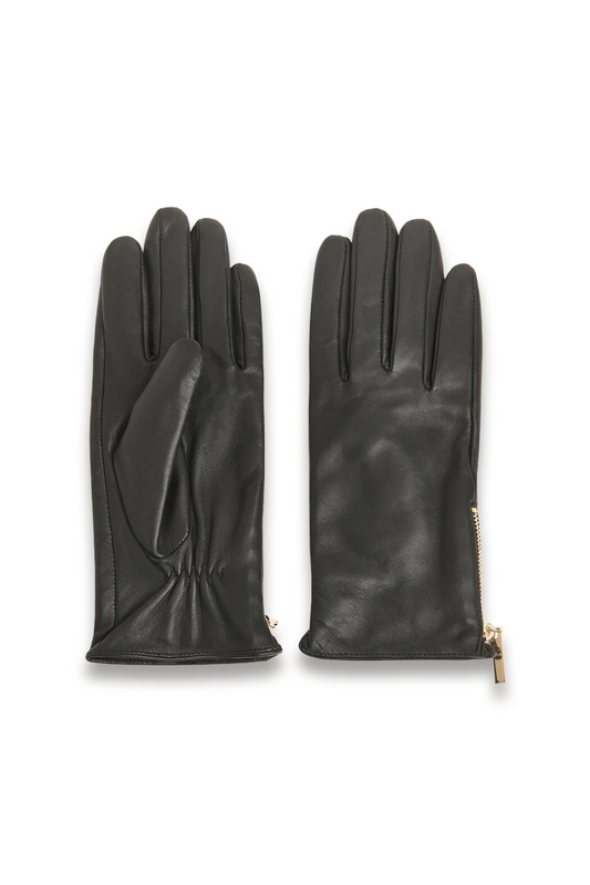 Black Zip Leather Gloves