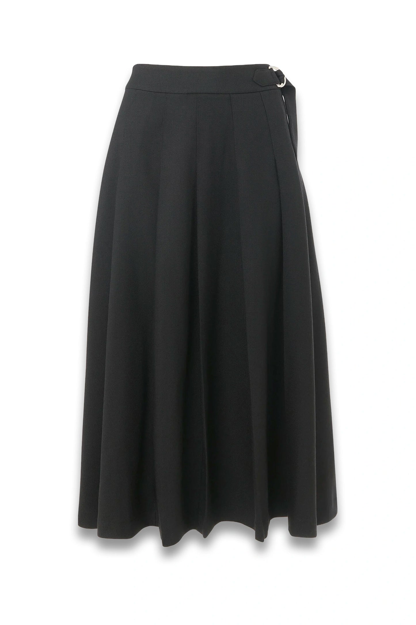 Black Wool-blend Pleated Kilt Skirt