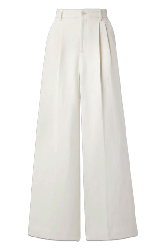 Flavie Pleated Linen and Cotton-blend Twill Pants
