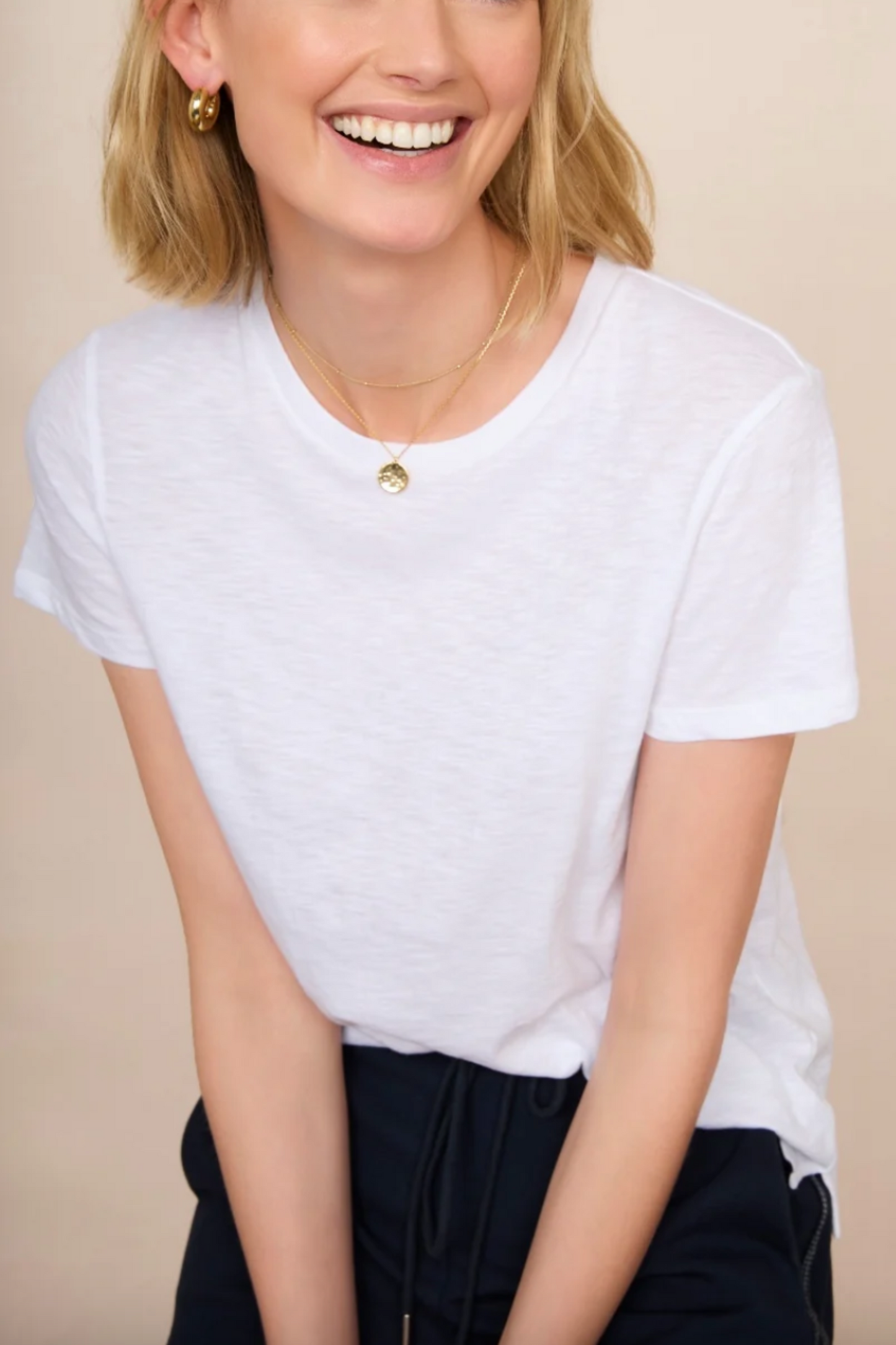 White Celina Crew Neck Tee