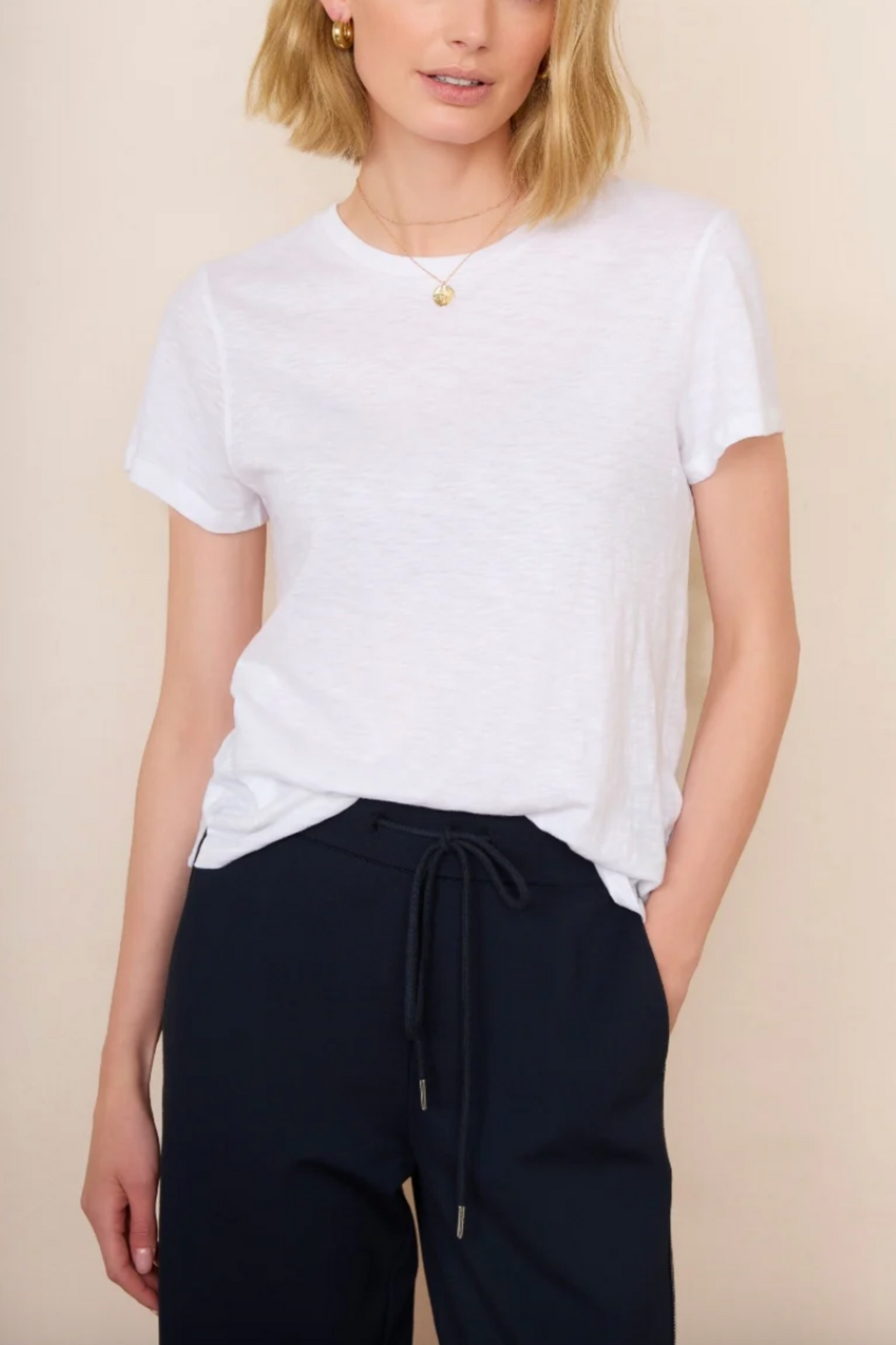 White Celina Crew Neck Tee