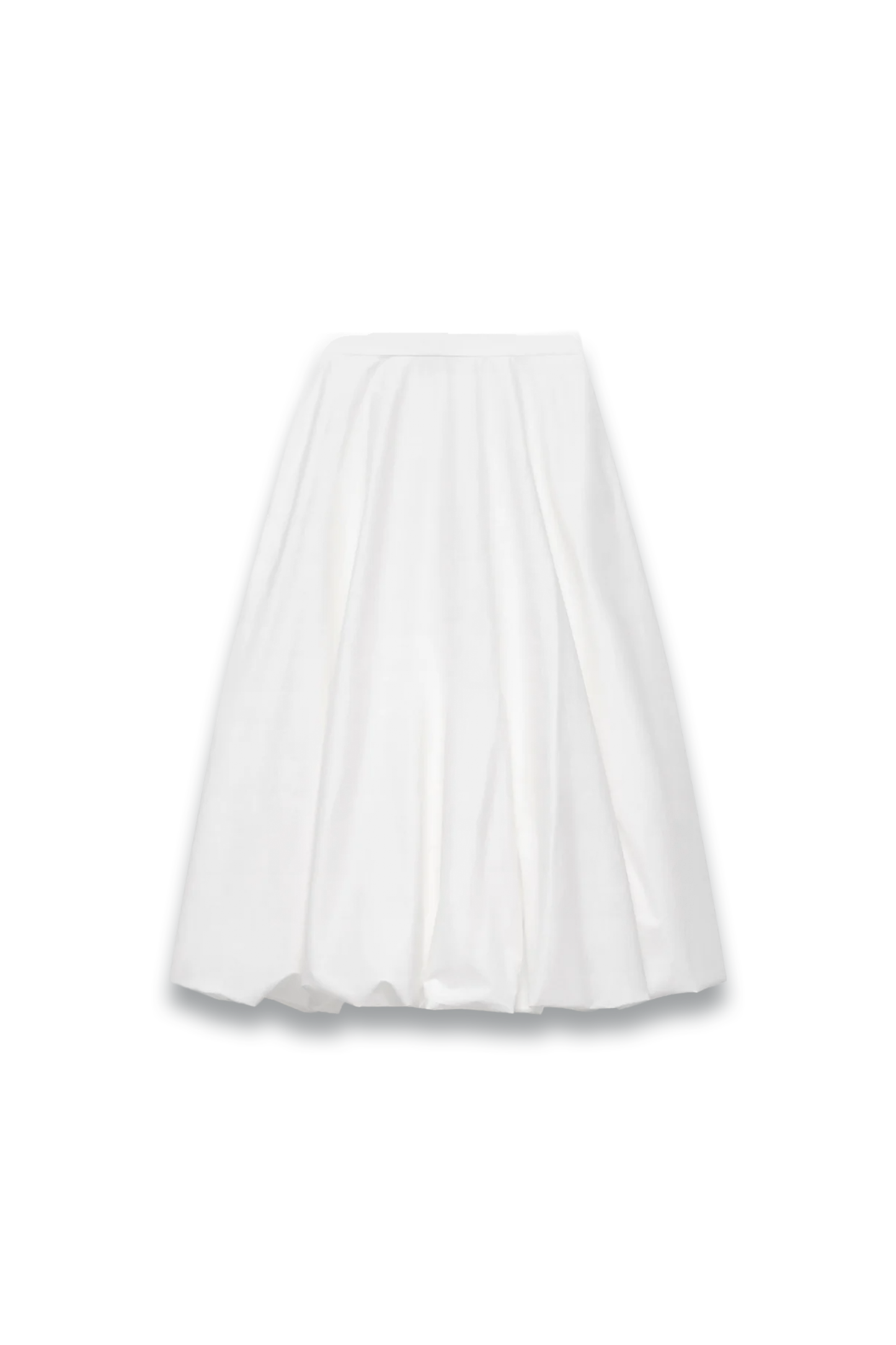 White Cotton Bubble Midi Skirt