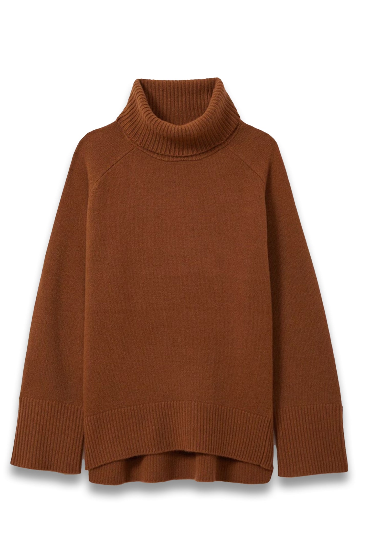 Wool Cashmere Roll-Neck Jumper in Toffee