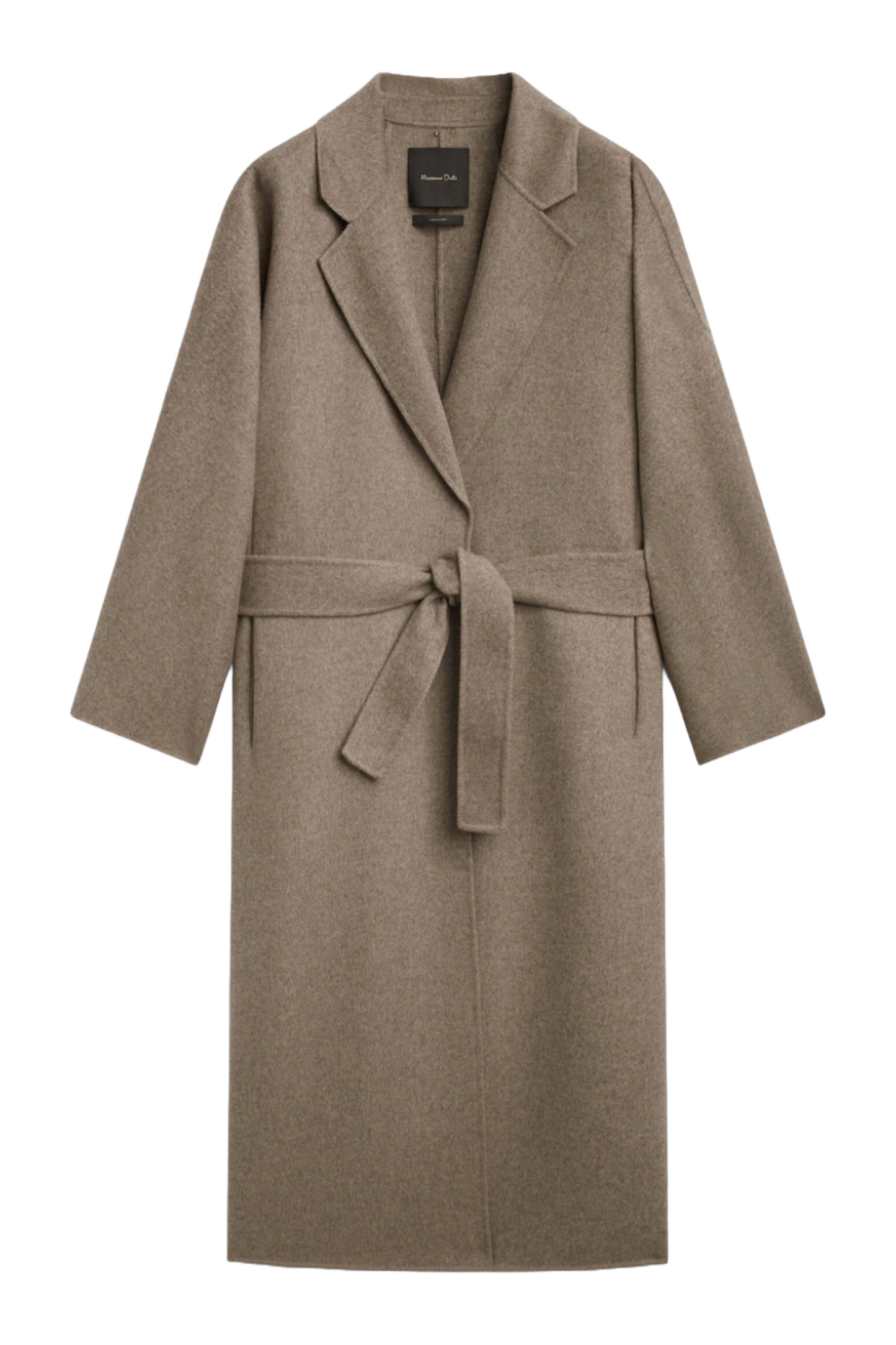 Wool Blend Robe Coat With Hidden Belt