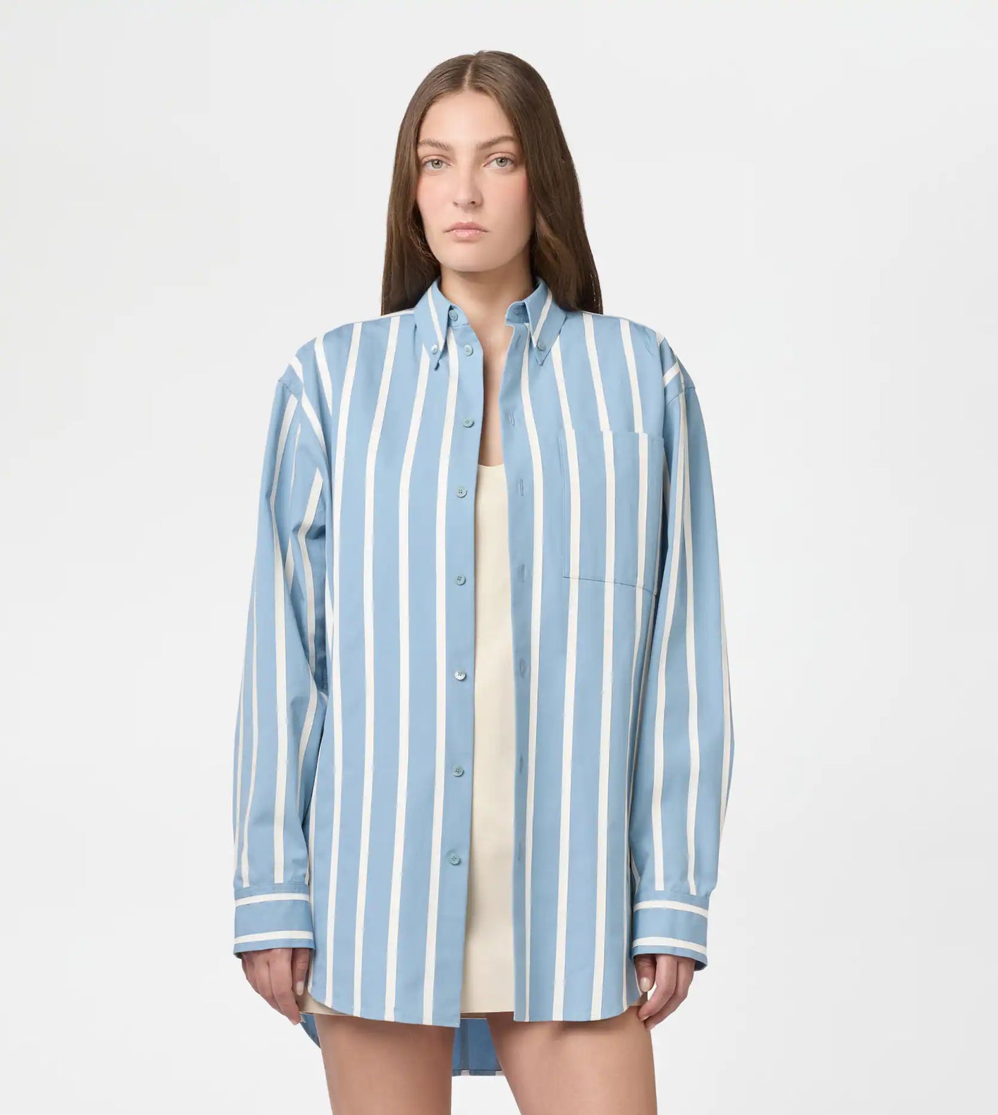 Shirt in Poplin and Leather