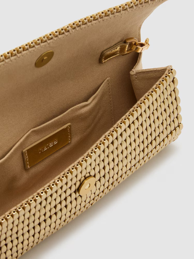 Rosa Beaded Clutch Bag in Gold