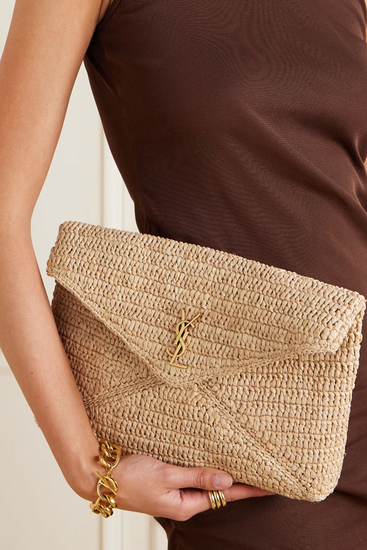 Cassandre Large Raffia Clutch