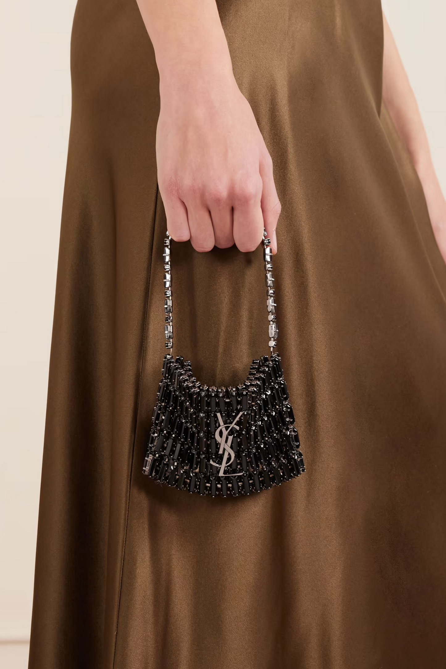 Silver-Tone Crystal Shoulder Bag