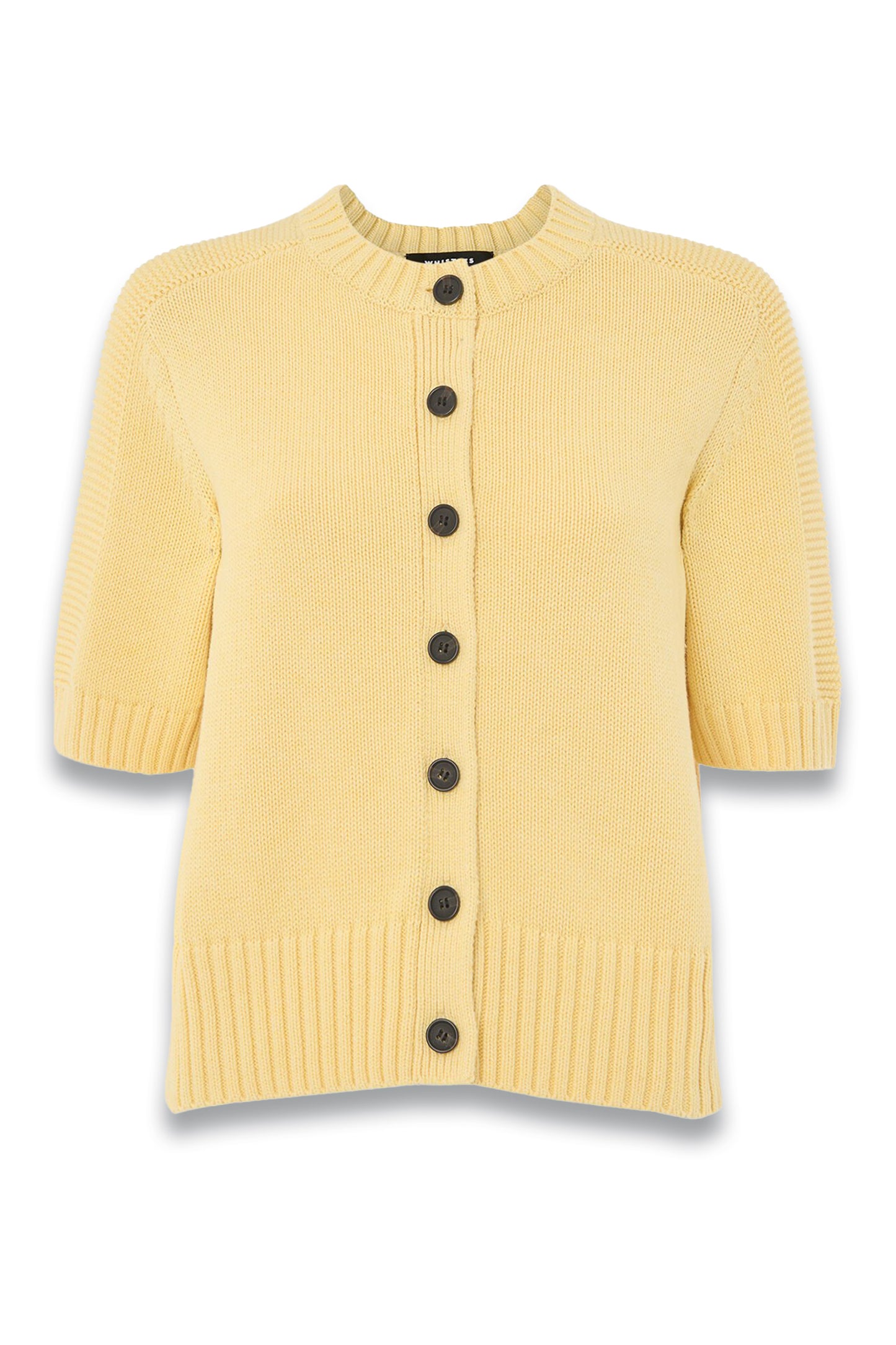 Yellow Short Sleeve Button Cardigan