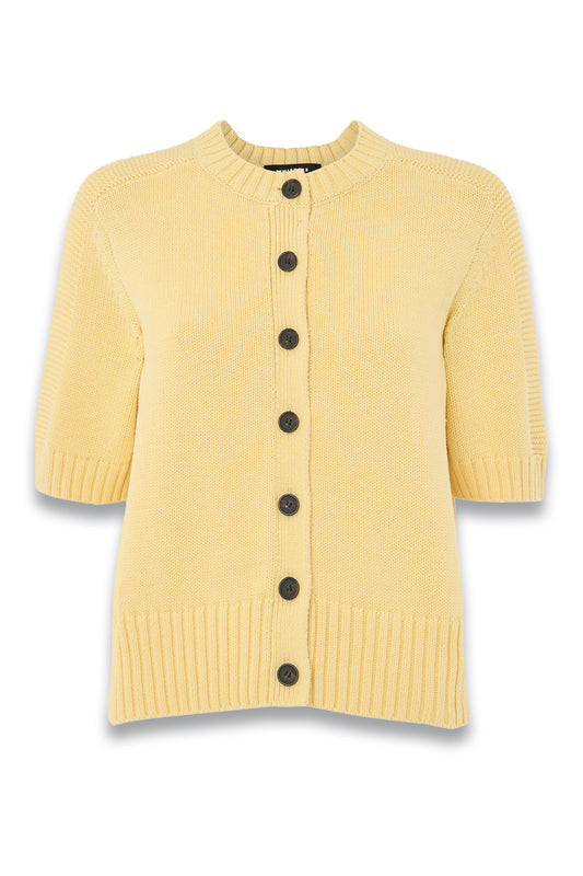 Yellow Short Sleeve Button Cardigan