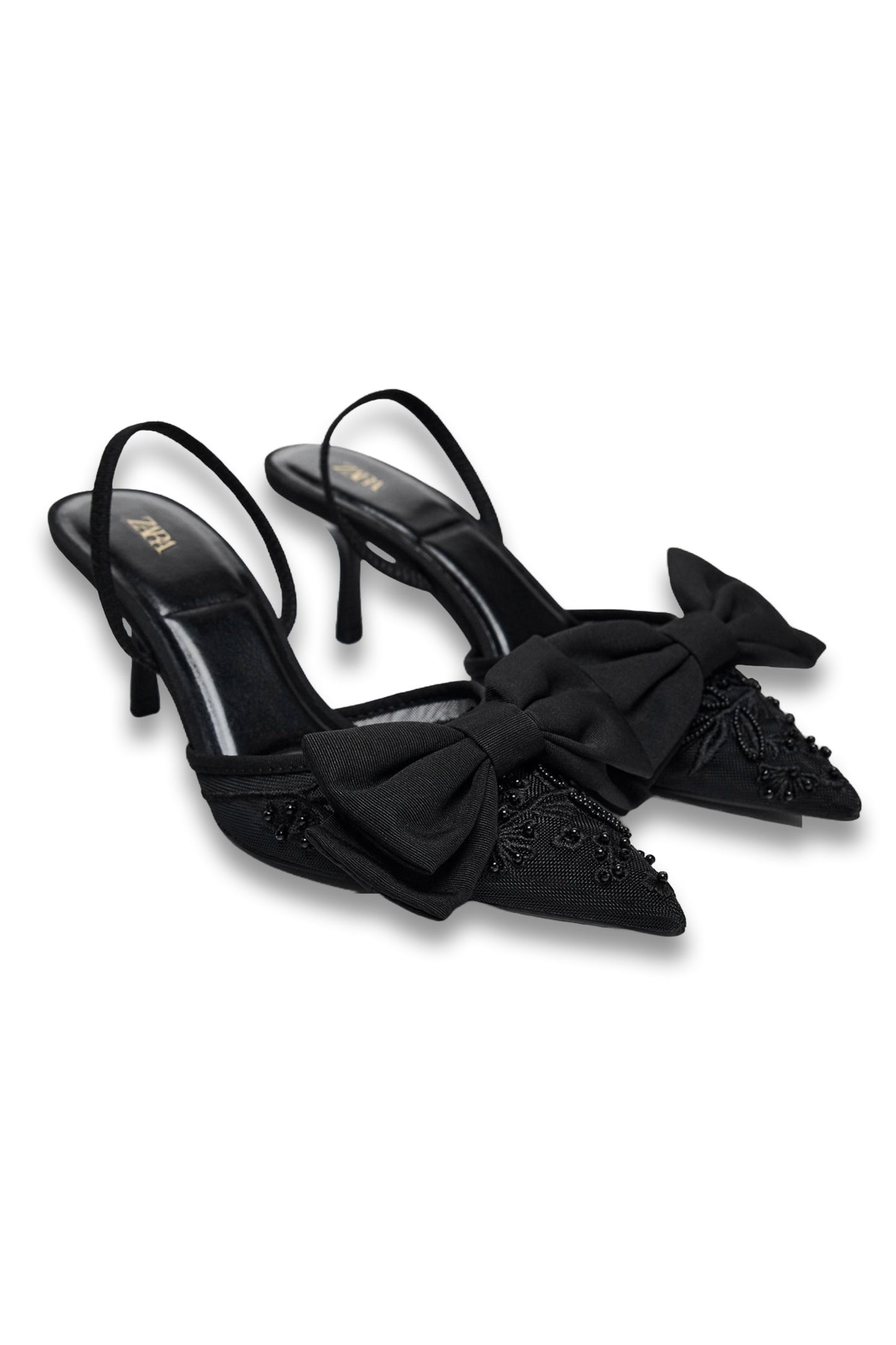 Mesh Slingbacks With Bow Detail
