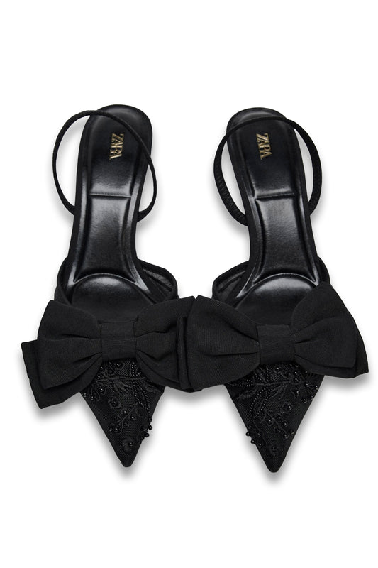 Mesh Slingbacks With Bow Detail