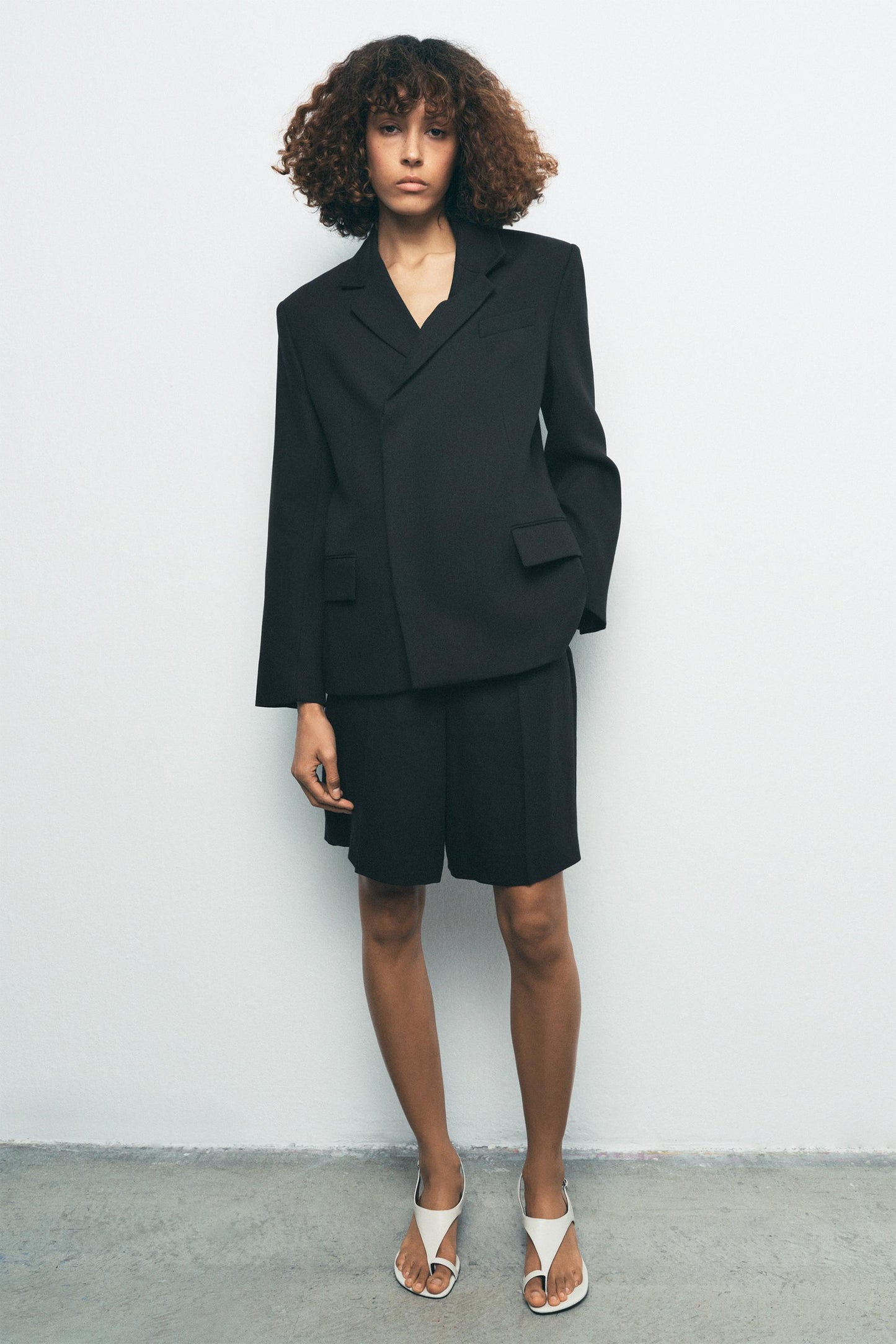 Double-Breasted Linen-Blend Blazer and Bermuda Shorts