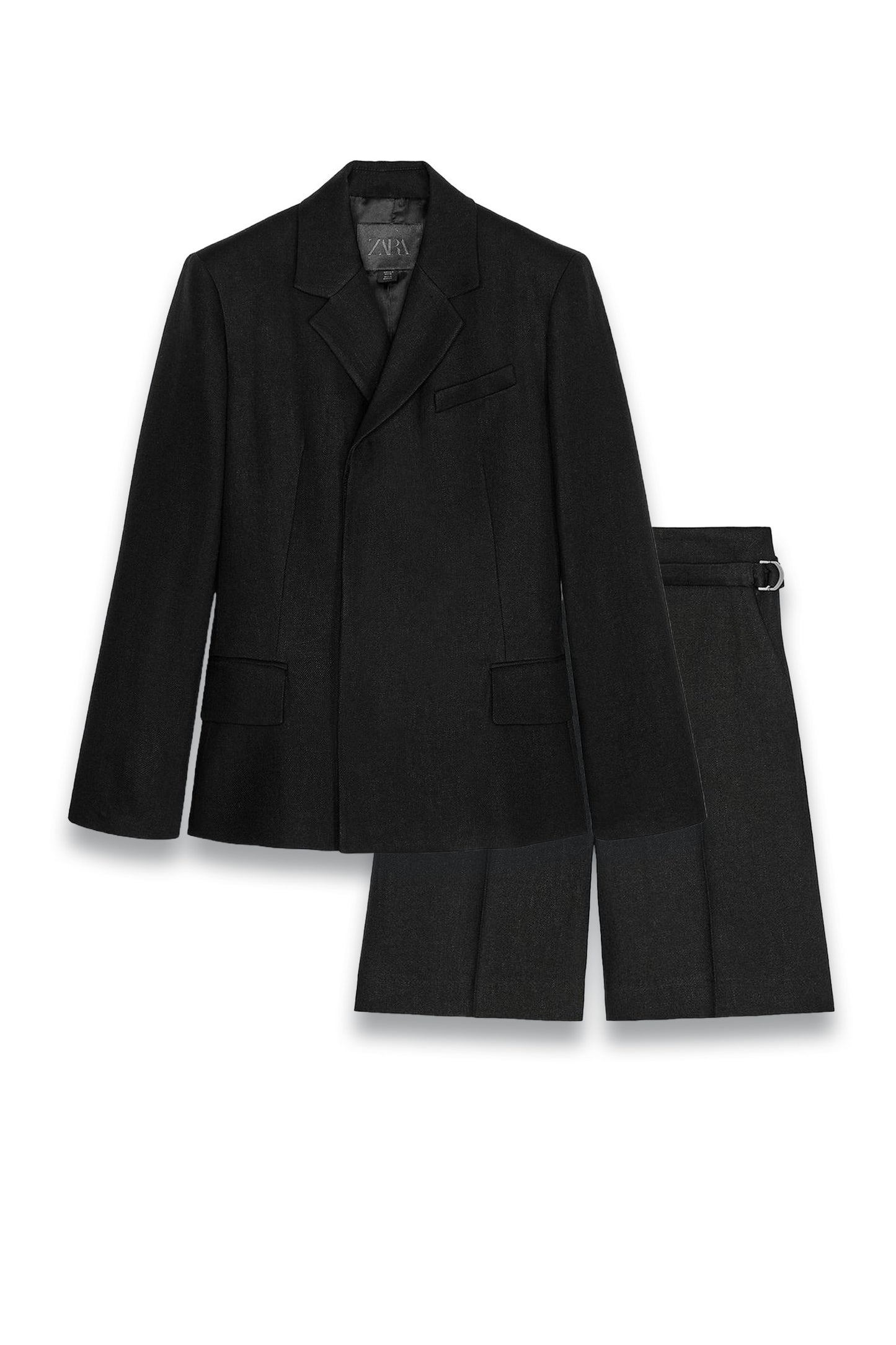 Double-Breasted Linen-Blend Blazer and Bermuda Shorts