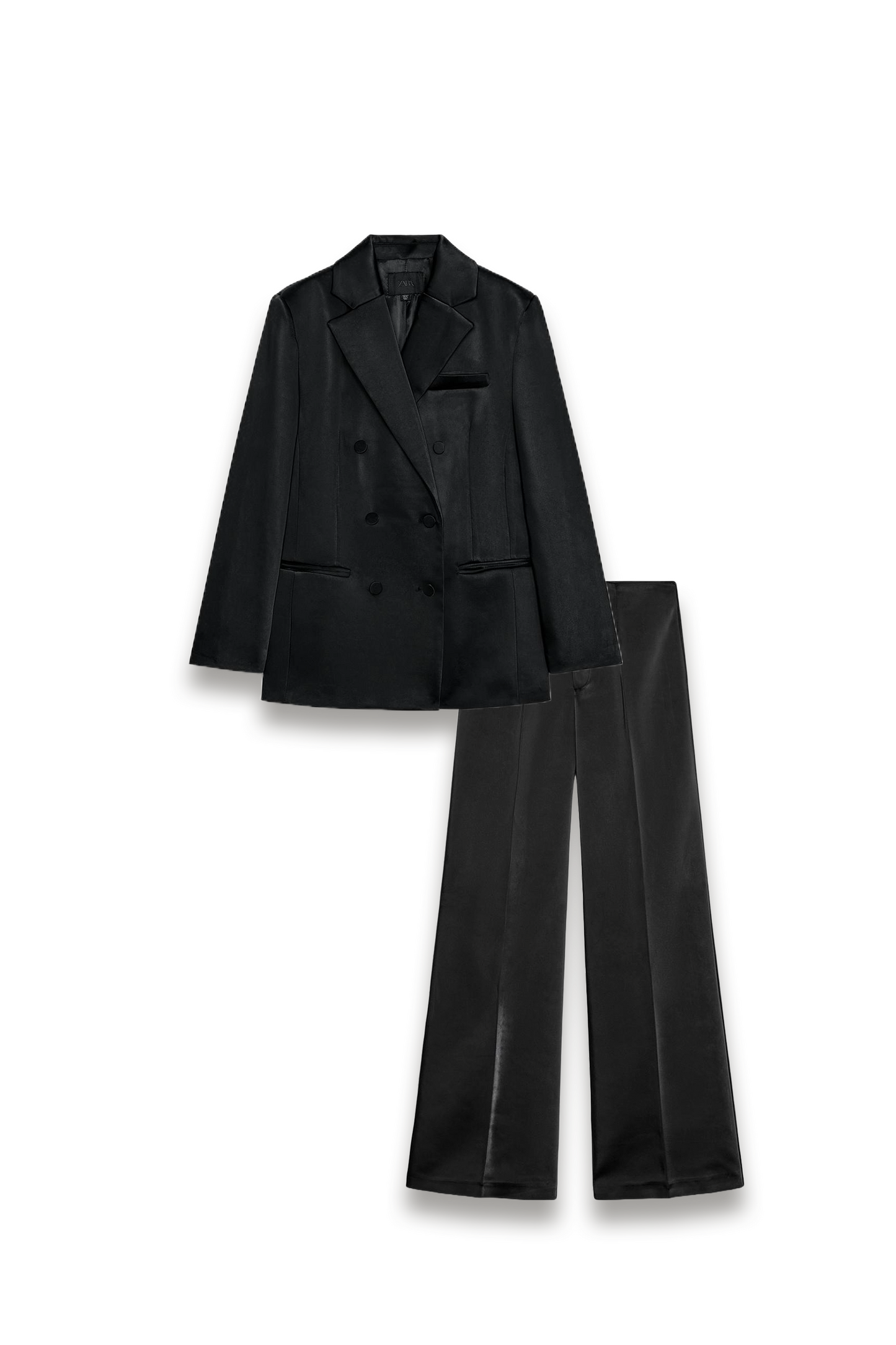 Satin Pocket Blazer And High-Waist Satin Trousers