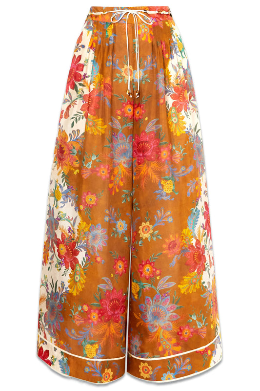 Ginger Floral-print Silk Wide-leg Pants