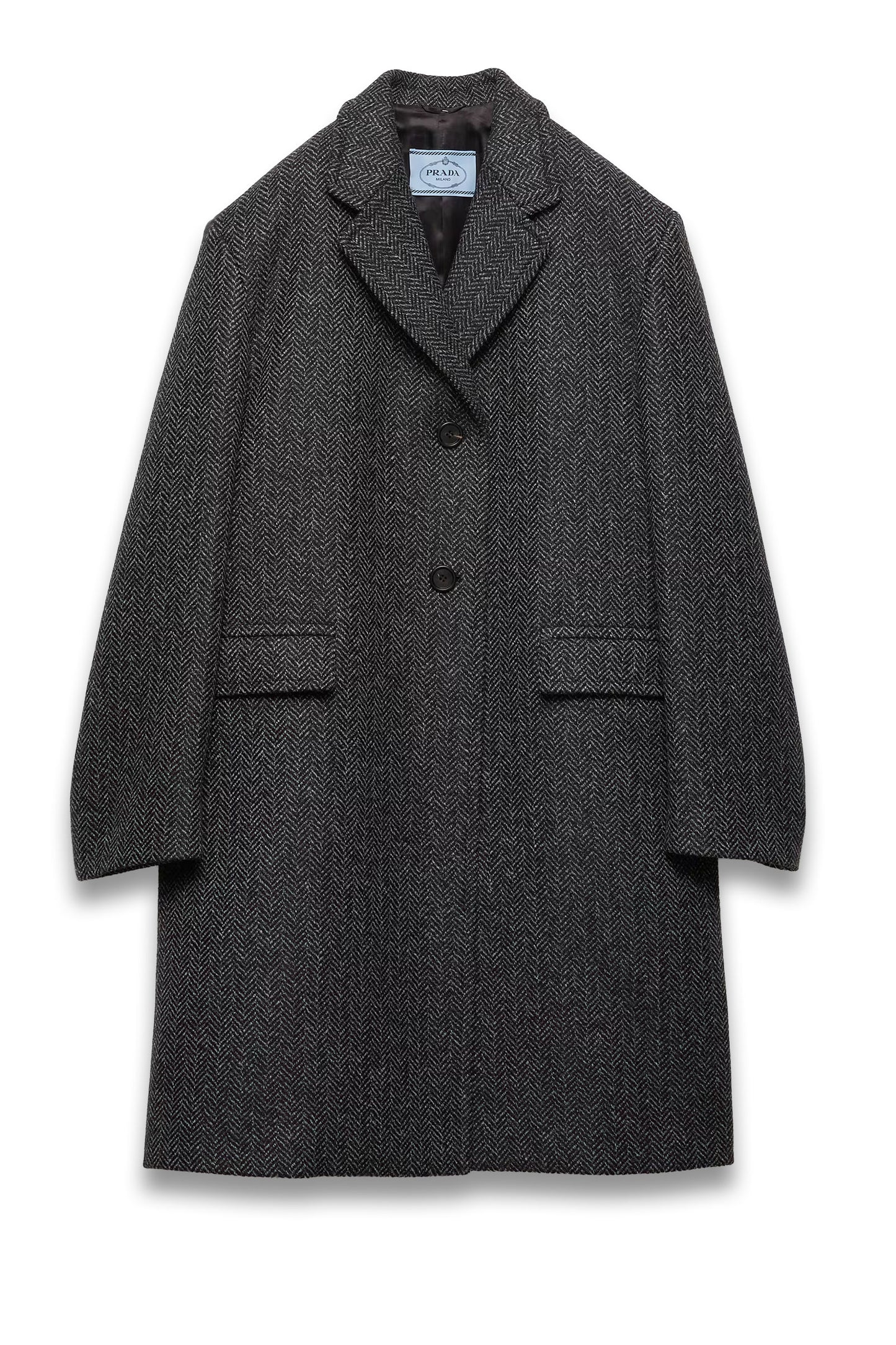 Single-Breasted Chevron Wool Jacket