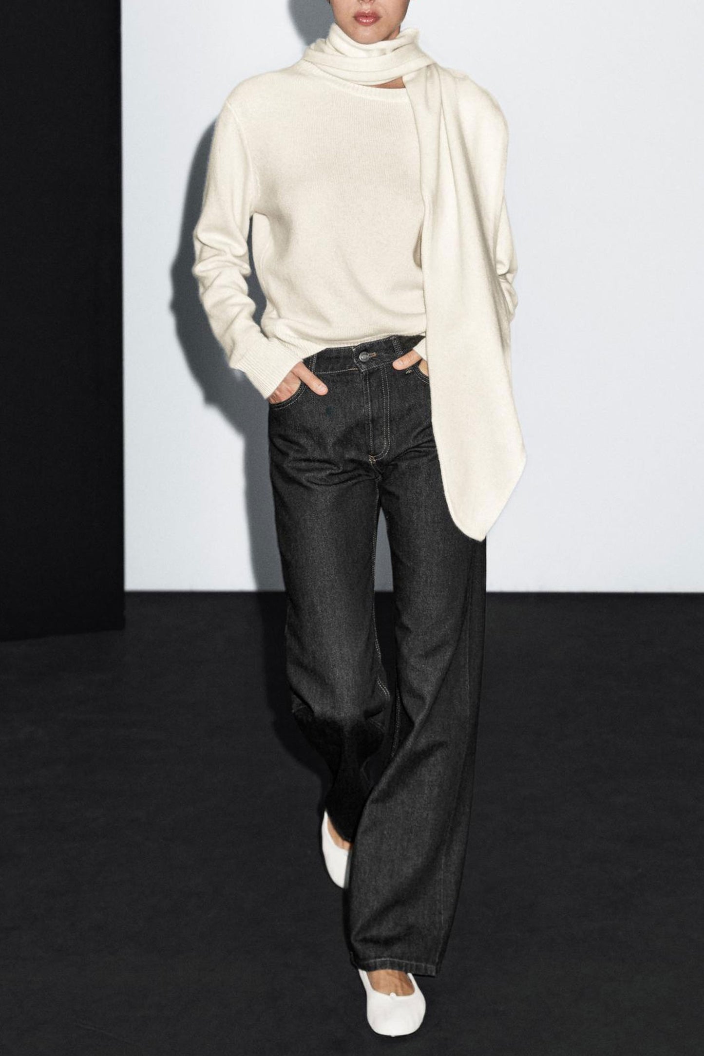 100% Cashmere Scarf-neck Sweater