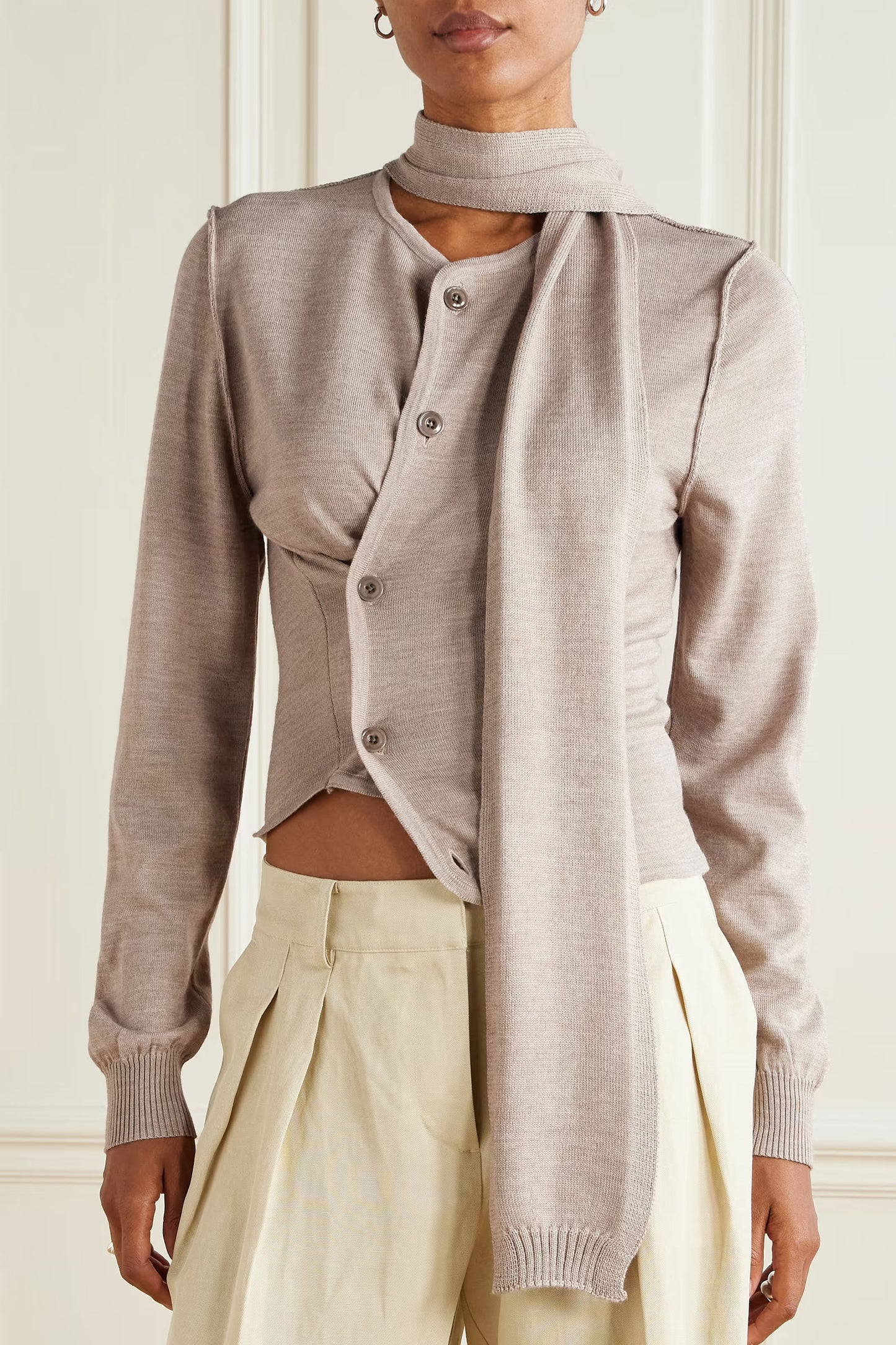 Asymmetric Wool-Blend Cardigan