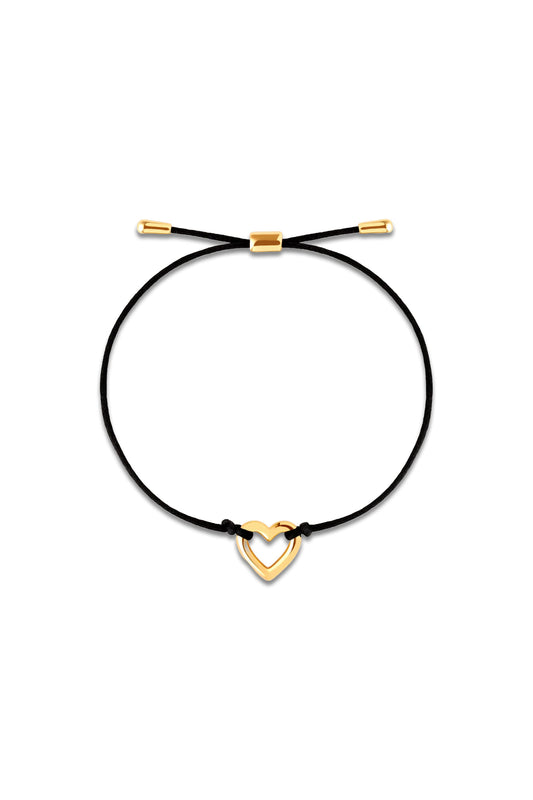 Heart Charm Cord Bracelet In Gold