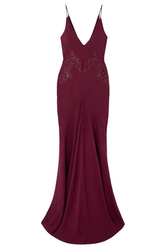 Apuleius Paneled Lace-trimmed Silk Gown