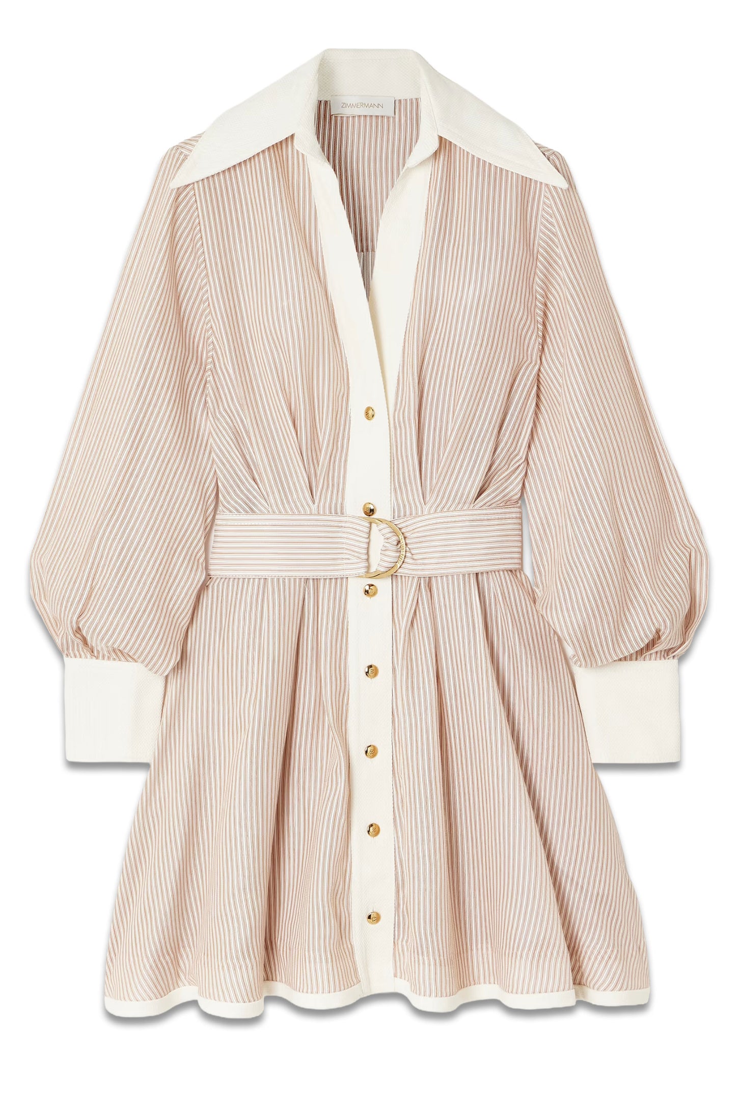 Belted Striped Cotton And Silk-Blend Midi Dress