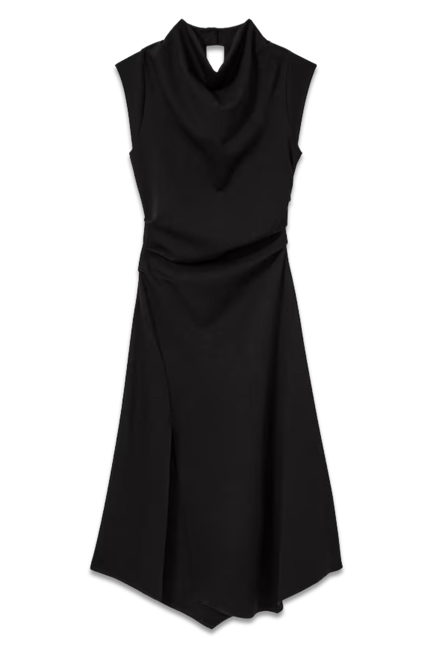 Harlan Twill-Jersey Draped Midi Dress In Black