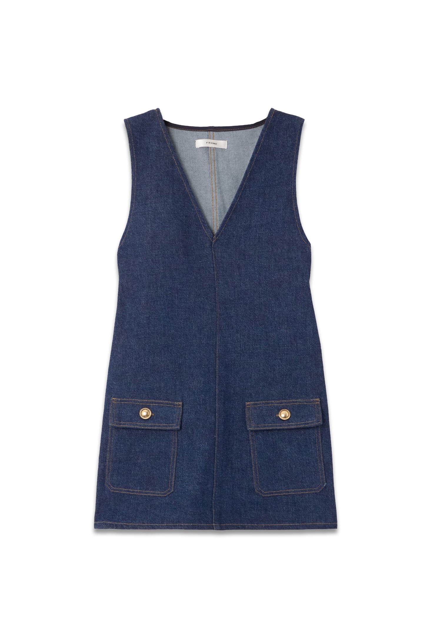 The Pinafore Paneled Denim Mini Dress