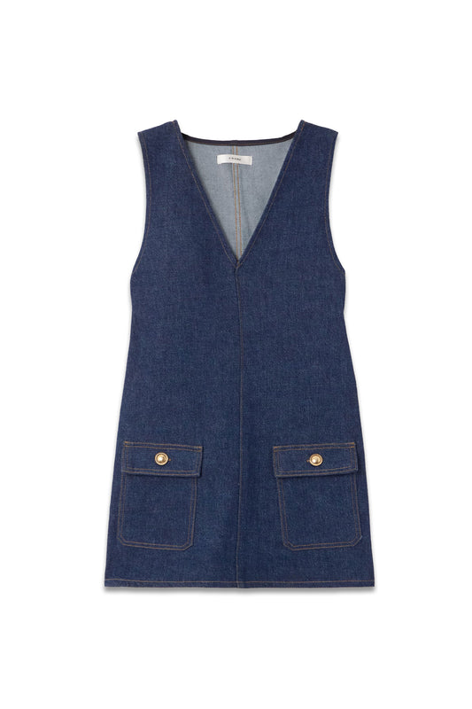 The Pinafore Paneled Denim Mini Dress