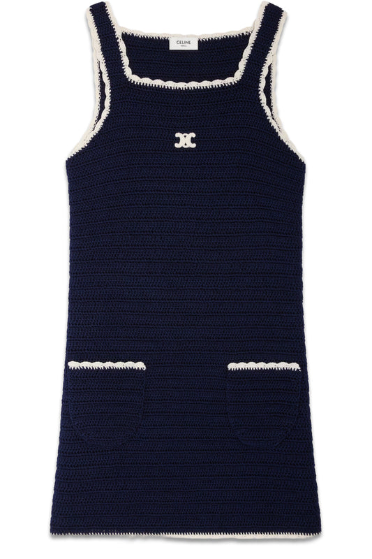 Mini Dress in Crocheted Cotton