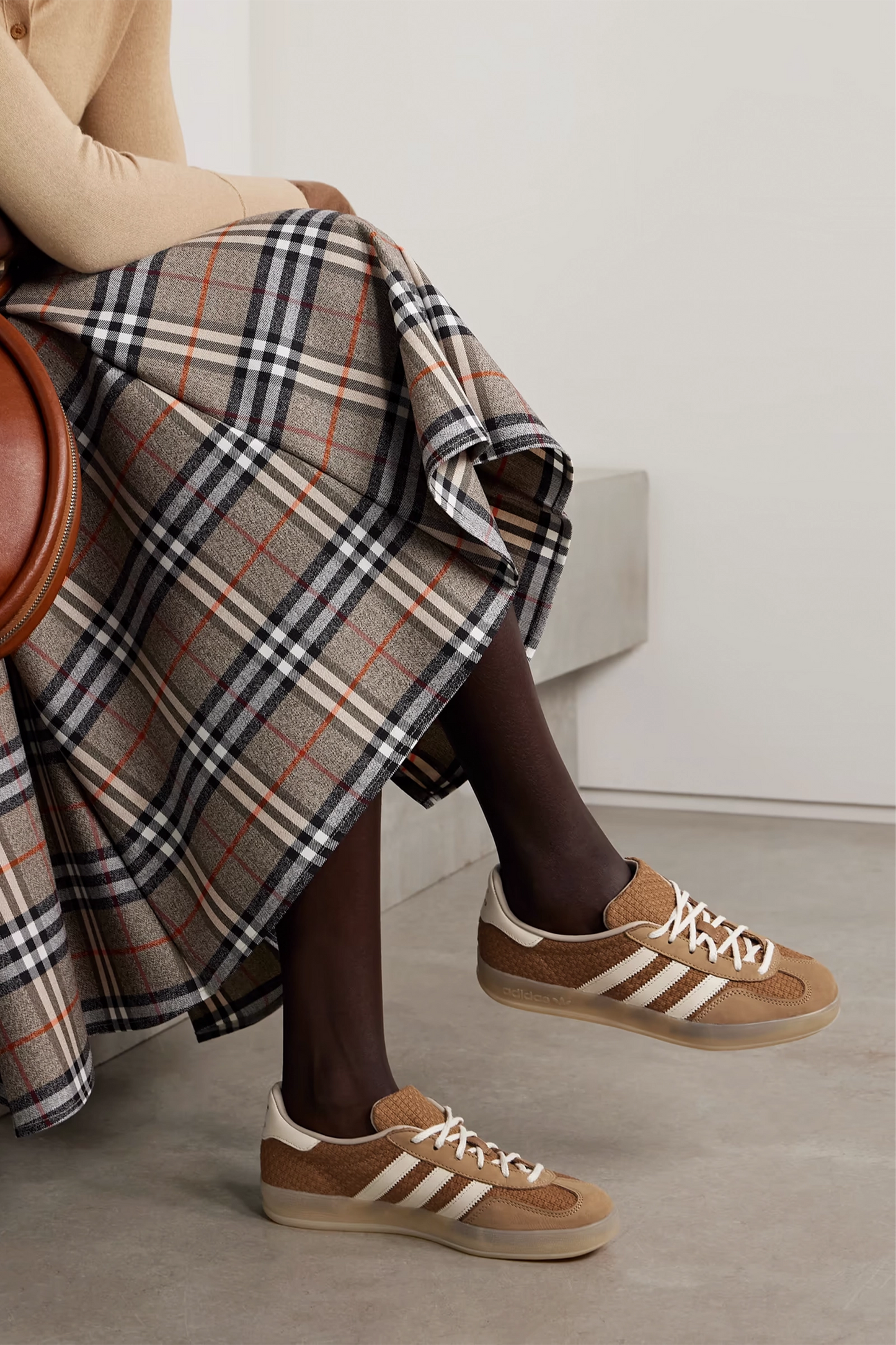 Gazelle Indoor nubuck and leather-trimmed jacquard sneakers