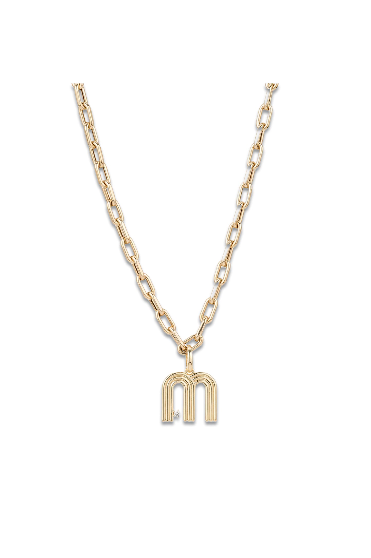 5.3mm Groovy Italian Chain Initial Necklace