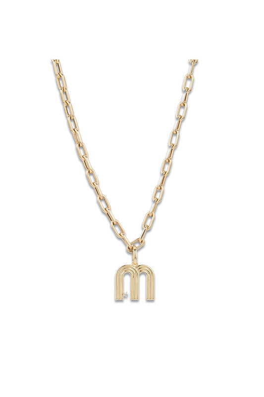 5.3mm Groovy Italian Chain Initial Necklace