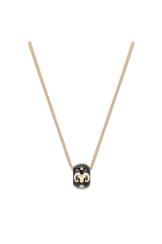 Zodiac Big Bead Curb Chain Necklace