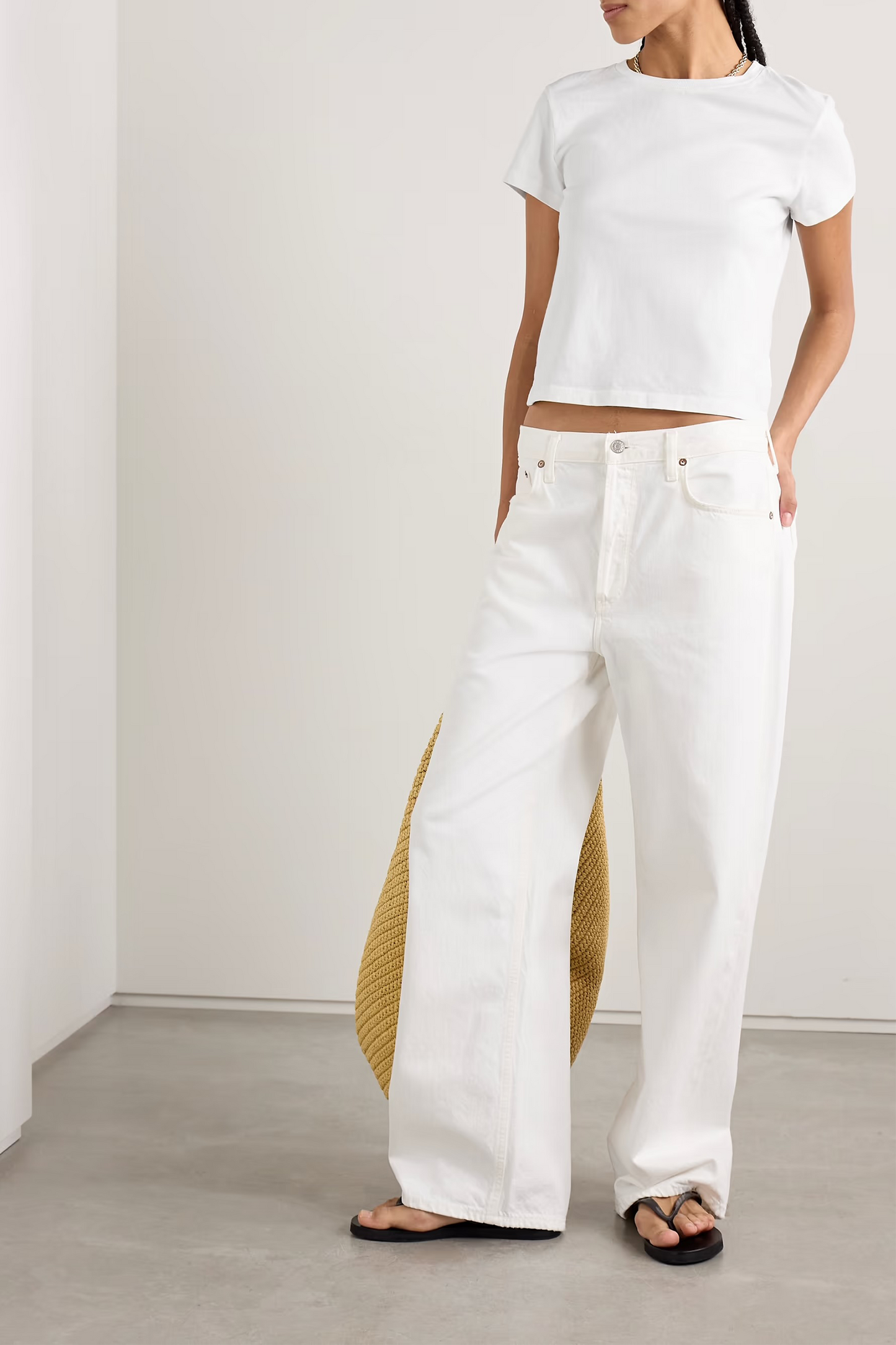 Adine Cropped Organic Cotton-jersey T-shirt
