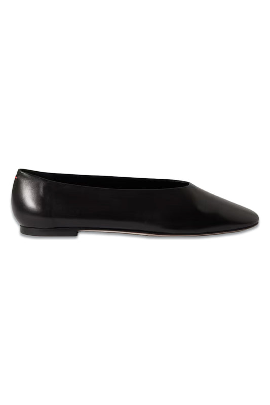 Kirsten Black Leather Ballet Flats