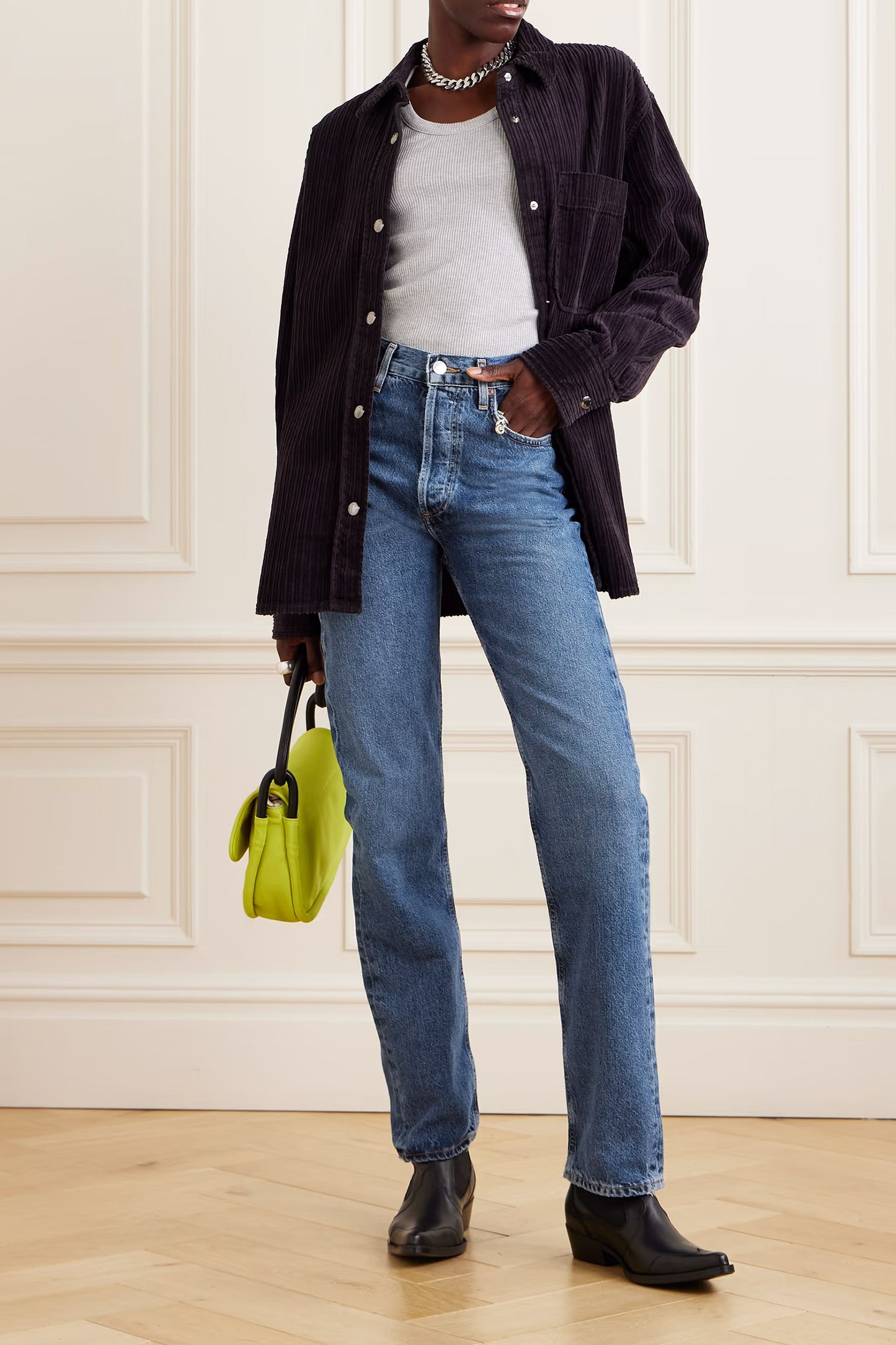 90's Pinch Waist Long High-rise Straight-leg Organic Jeans