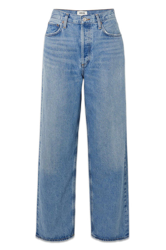 Low Slung Puddle Blue Jeans