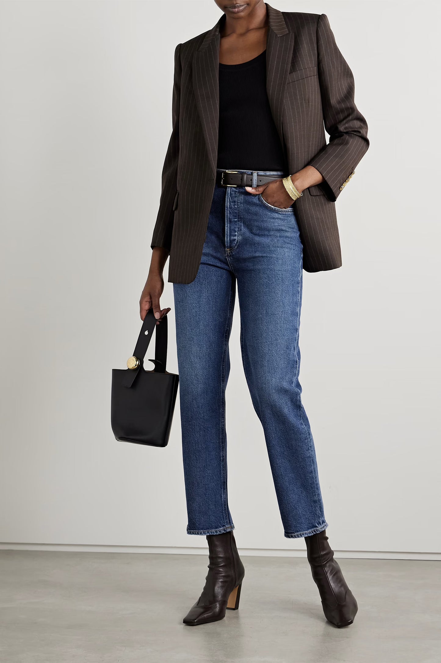 '90s Pinch-waist Cropped High-rise Straight-leg Jeans