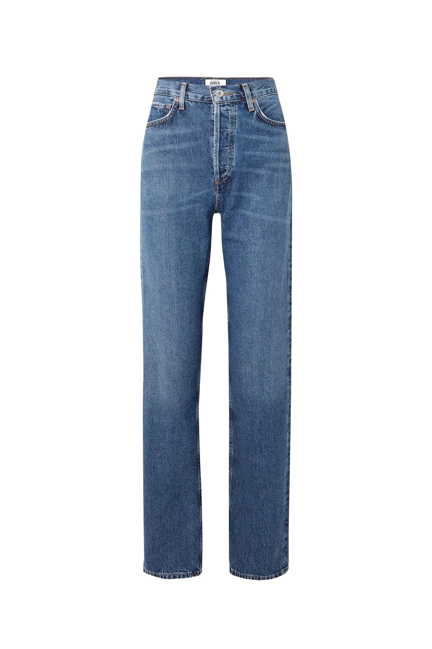 + NET SUSTAIN 90's Pinch-waist Long High-rise Straight-leg Organic Jeans
