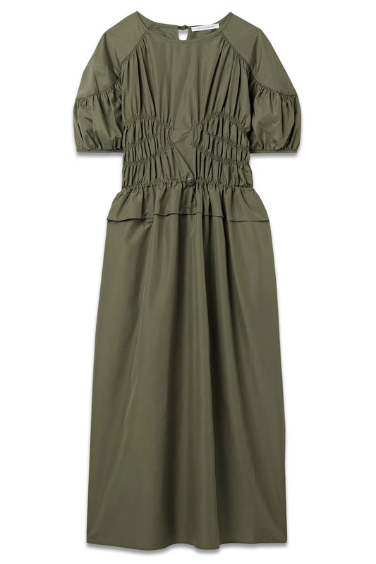Betsy Shirred Recycled-Shell Midi Dress