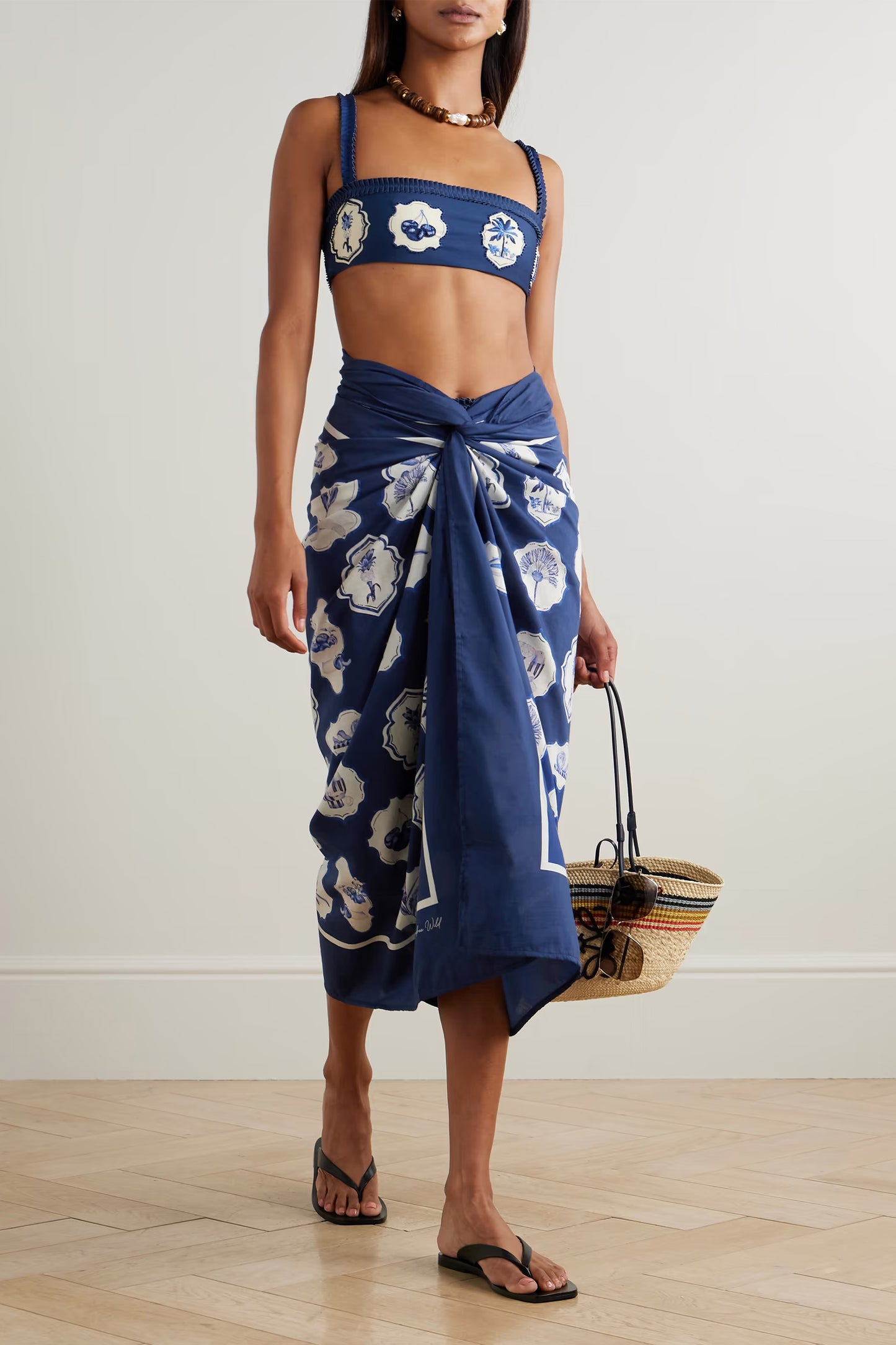 Lavanda Printed Organic Cotton And Silk-Blend Voile Pareo