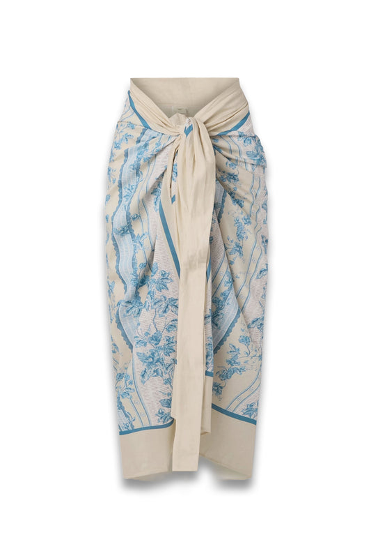 Lavanda Bougainvillea Floral-Print Cotton and Silk-Blend Voile Pareo