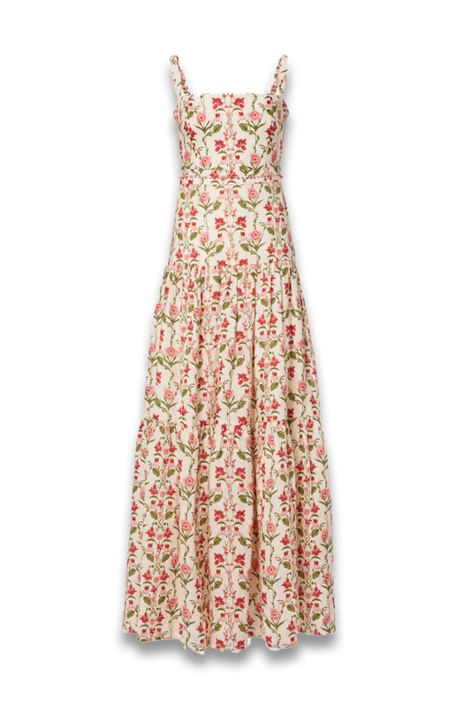 Lima Floral Linen Maxi Dress