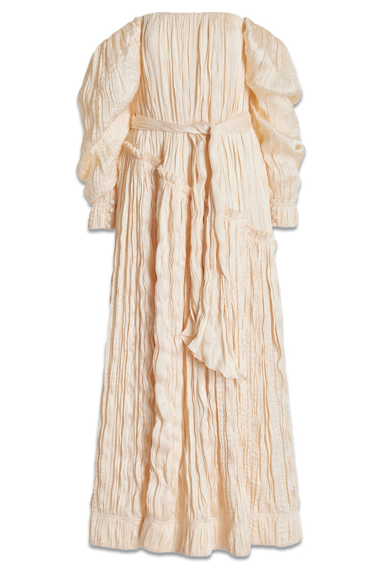 Rent - Crinkle Off The Shoulder Midi Dress With Tie Waist
