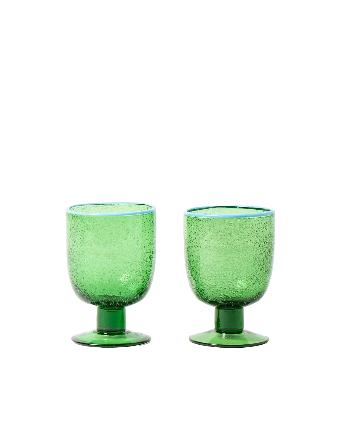 Akira Green Bubble Glass Wine Glasses, Set of Two