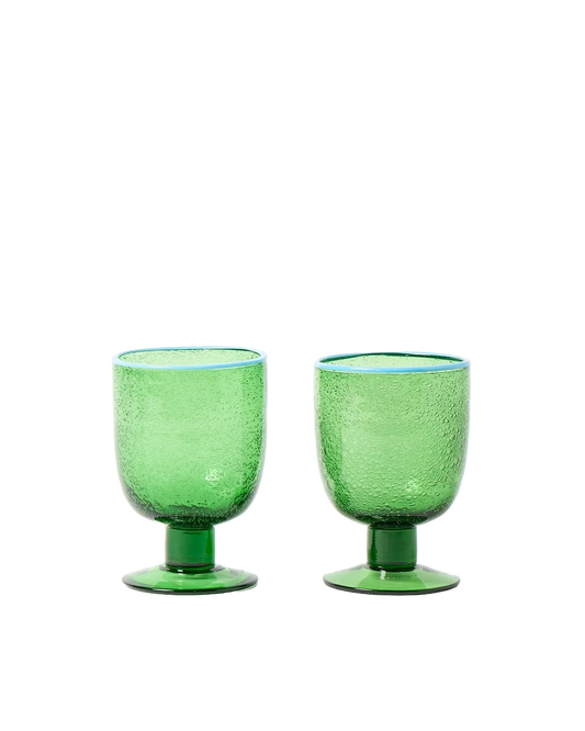 Akira Green Bubble Glass Wine Glasses, Set of Two