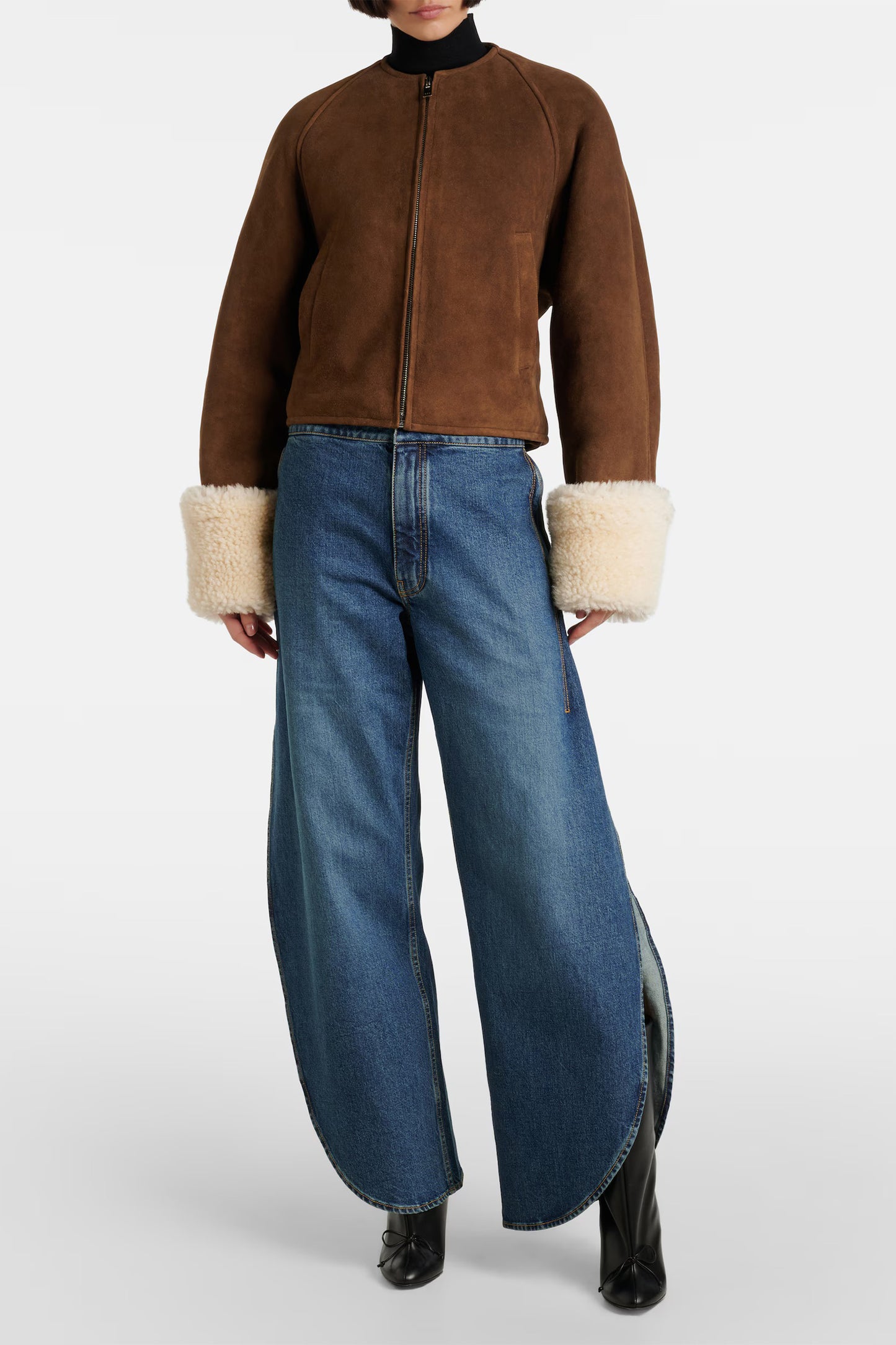 Shearling-trimmed Suede Jacket