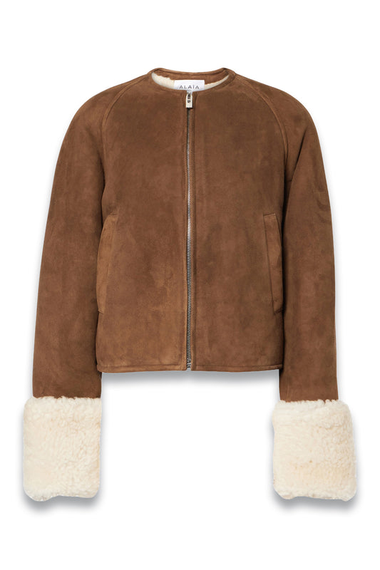 Shearling-trimmed Suede Jacket