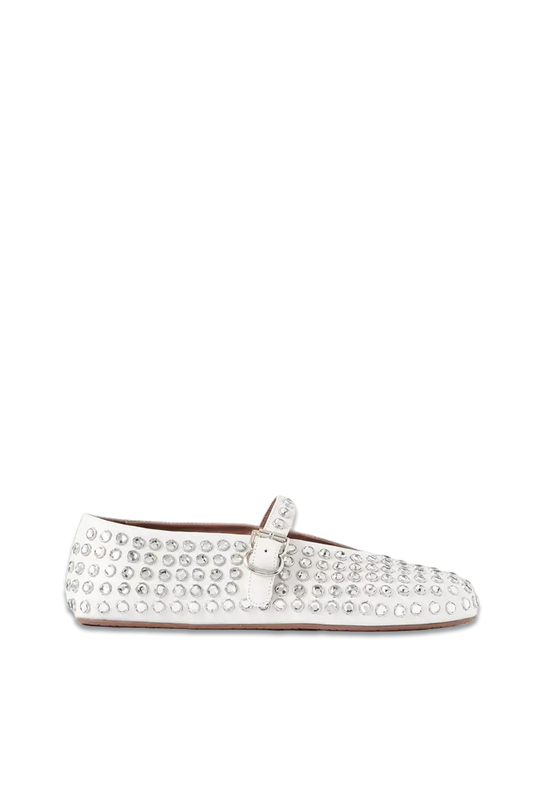 Crystal-embellished Leather Ballet Flats